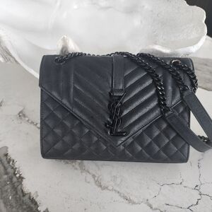 Yves Saint Laurent Black Chevron Crossbody Bag
